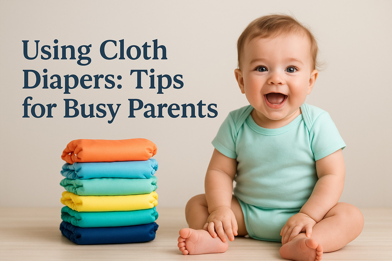 Busy-parent-life-hack-Happy-baby-rocking-a-mint-cloth-diaper-ready-to-teach-parents-how-to-survive-and-laugh-with-a-rainbow-stack-of-reusable-diapers.-The-secret-weapon-for-chaos-free-pa 2025’s Best Reusable Cloth Diapers Starter Guide: The Ultimate Clean Routine