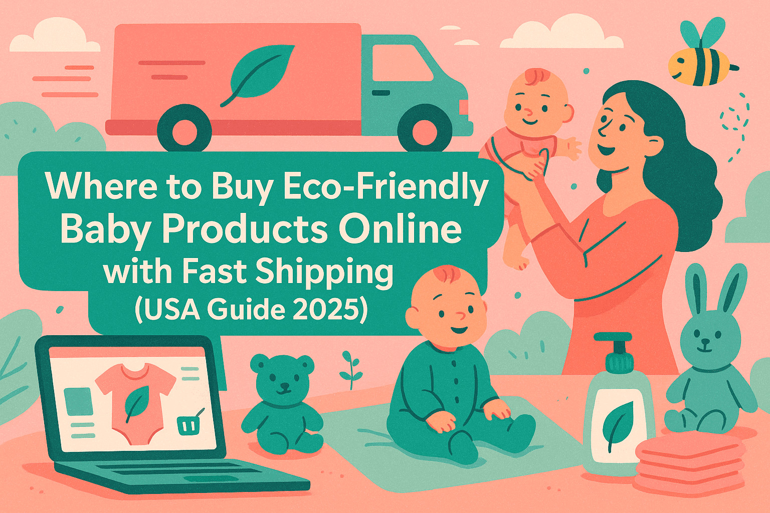 Happy parents unboxing eco-friendly baby products with lightning-fast shipping — because saving the planet should never take 3 weeks of waiting!